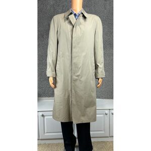 London Fog VTG Maincoats Trench Coat Men 42L Tan Insulated Liner Made in USA VTG